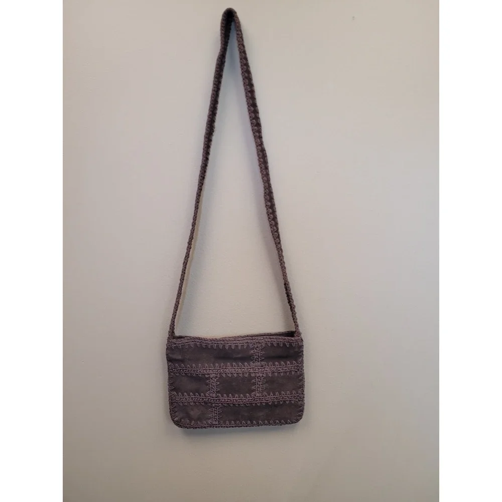 Western core NINE WEST Brown Patchwork Suede Leather Shoulder Bag Purse